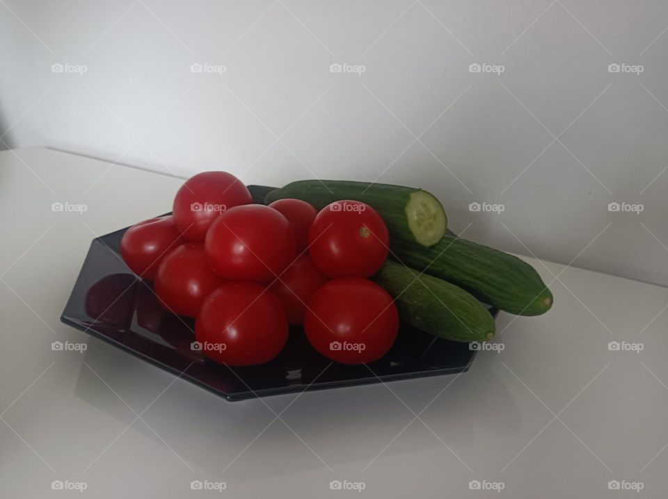 Tomatoes 🍅 and cucumbers 🥒