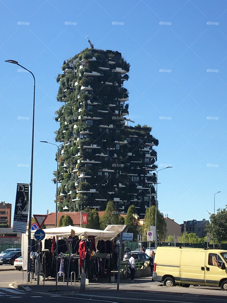 Unusual growing building on outskirts of Milan Italy