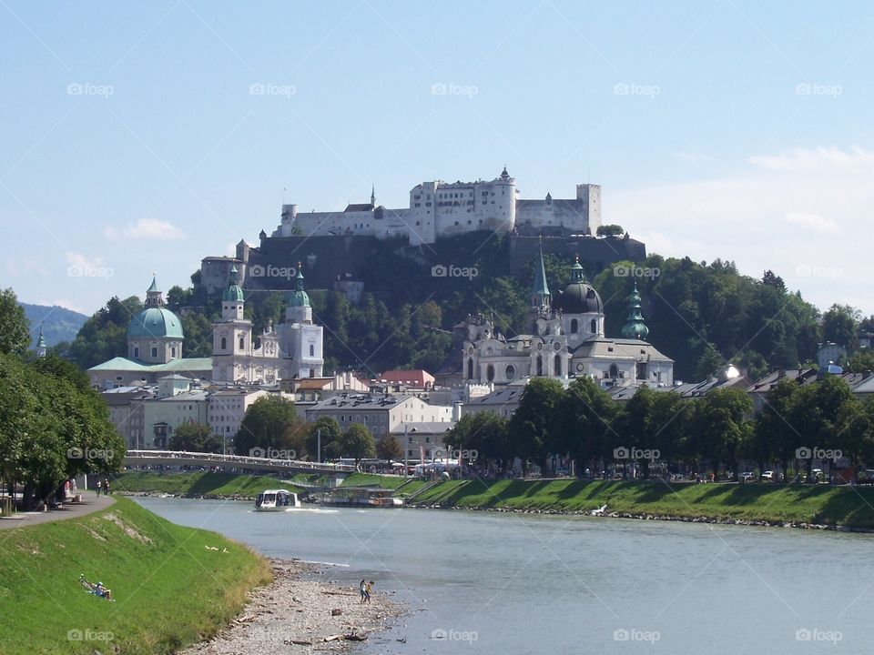 Salisburgo, il fiume Salzach e la Fortezza