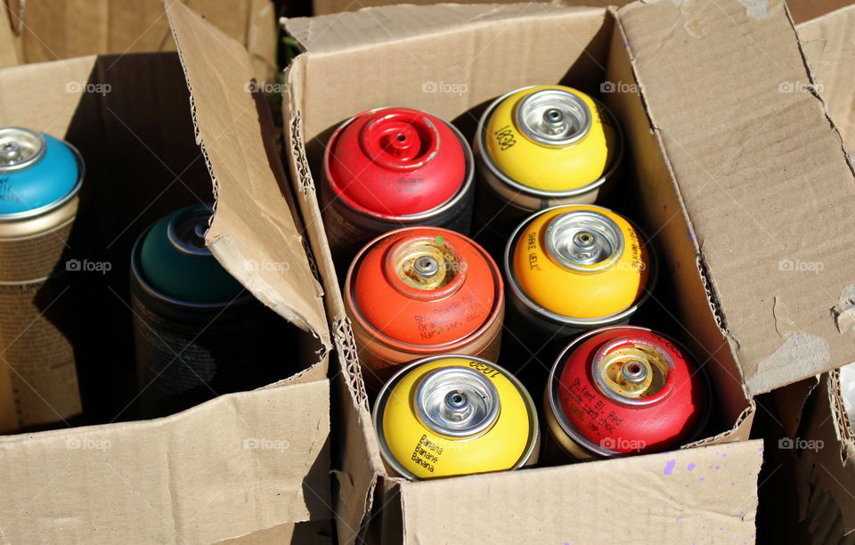 Boxes of spraypaint.