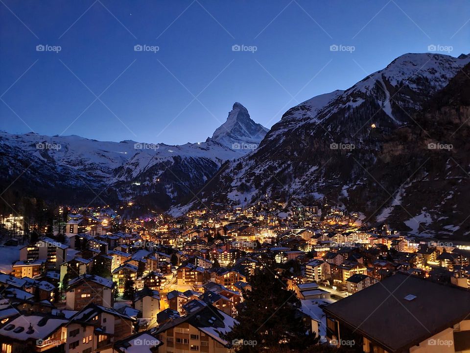 view over Zermatt and Matterhorn