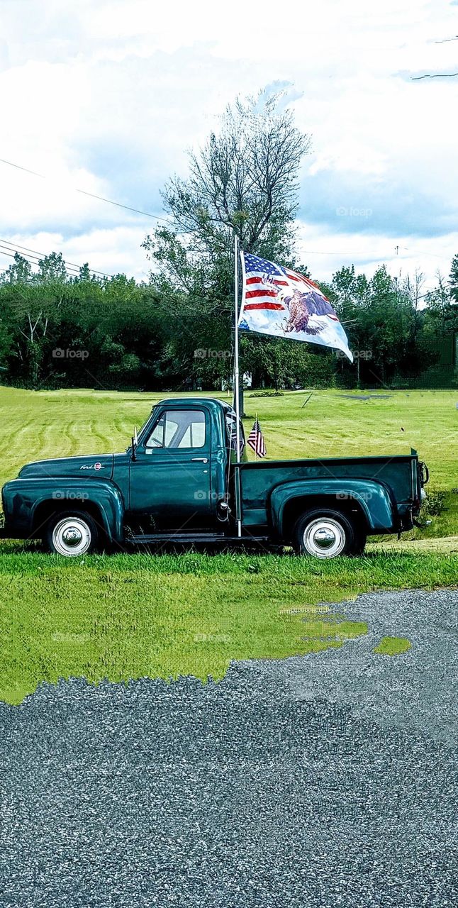 Decorated Truck with Flags