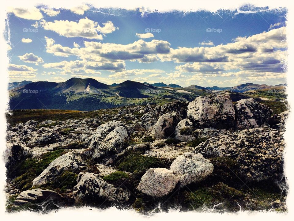 The Summit. Summit in the Rocky Mountain National Park with view of the high country 