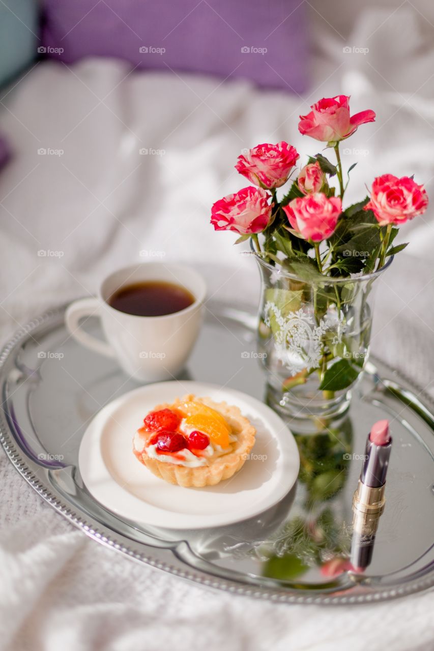 Morning breakfast in bed