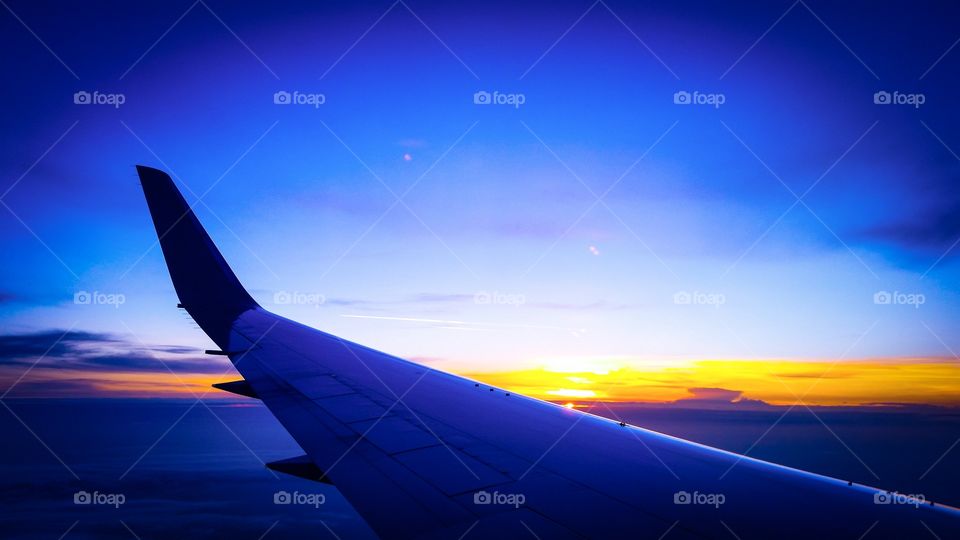 Sunset, Sky, No Person, Airplane, Evening