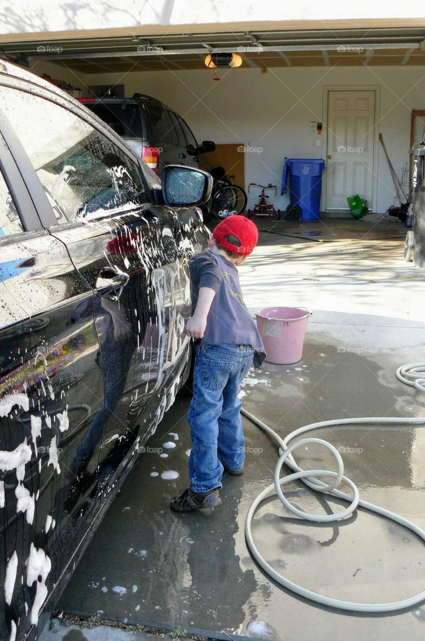 Washing the car