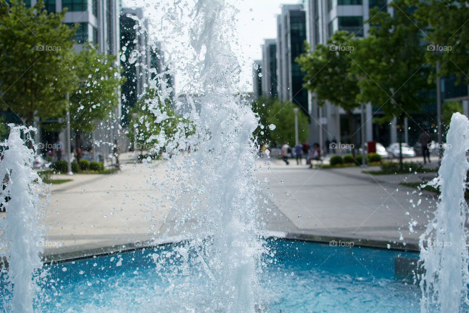 fountain water splash in airport city Belgrade, Serbia