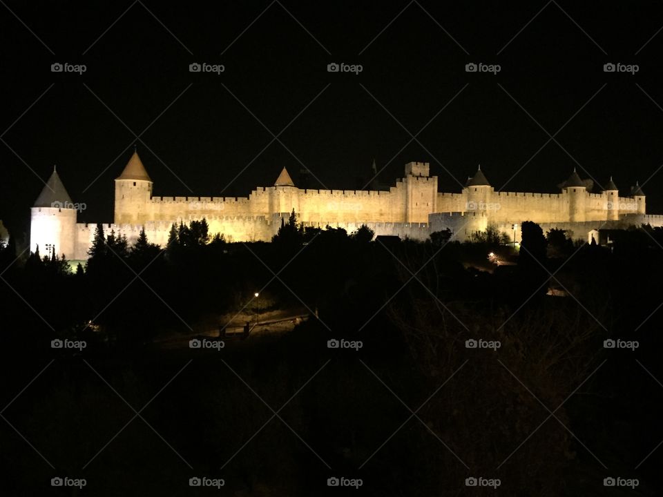 Carcassonne castle night France