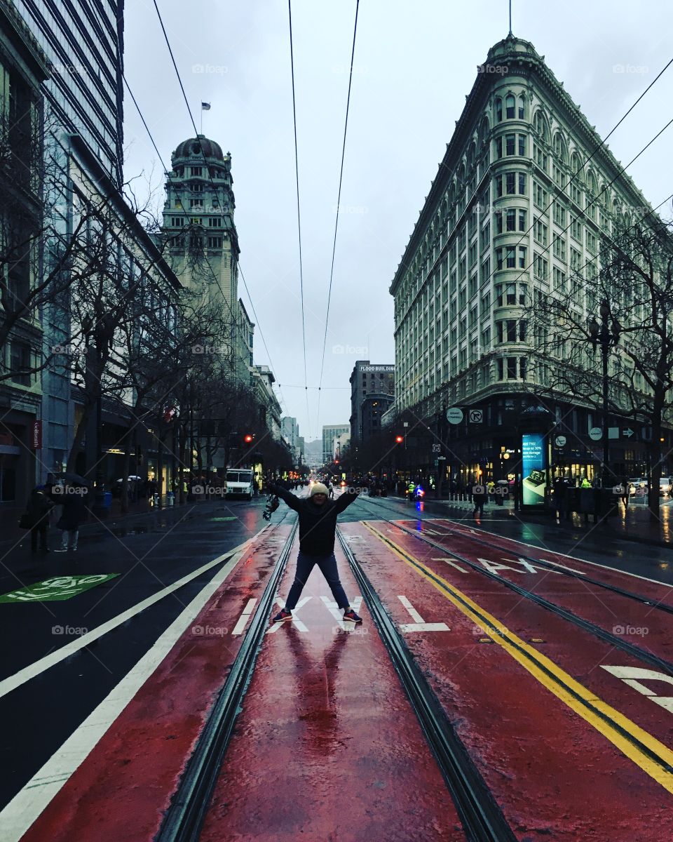 Downtown San Francisco in the rain 
