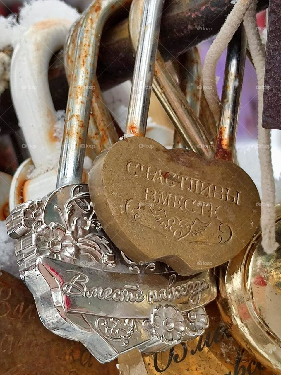 Locks for happiness in family life.  Gold and silver locks.  Beliefs.  A symbol of a strong family.