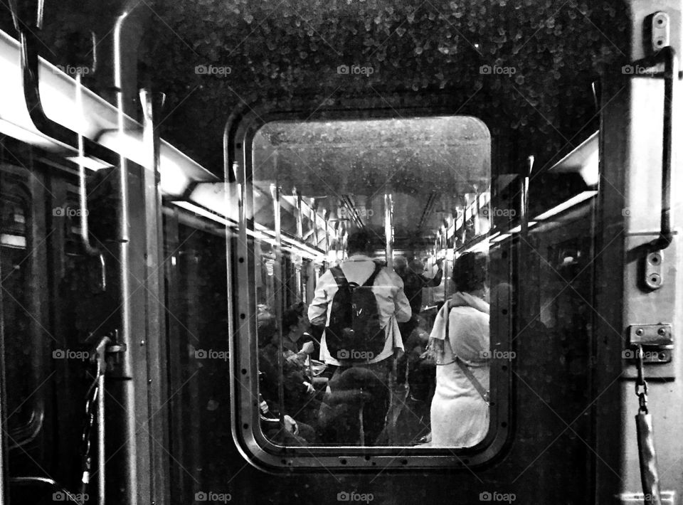 Inside subway train view