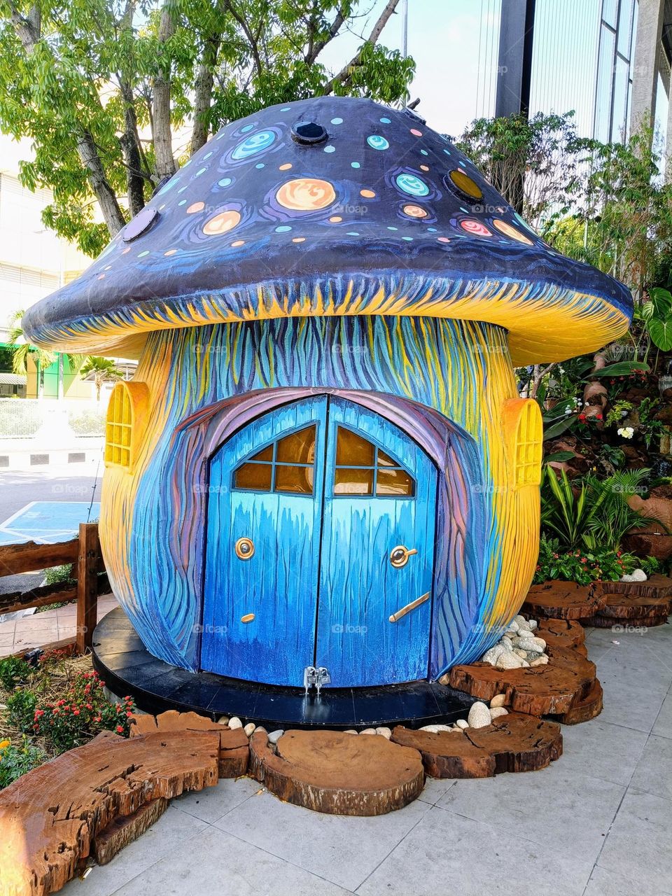 The beautiful mushroom hut in Enoki Garden, Penang.