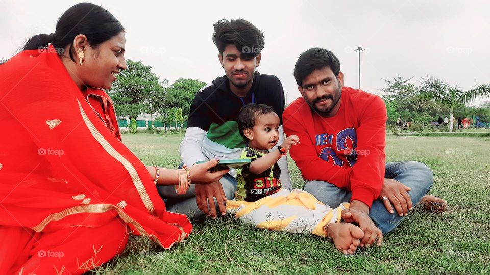 Enjoying Natural park with family in india.