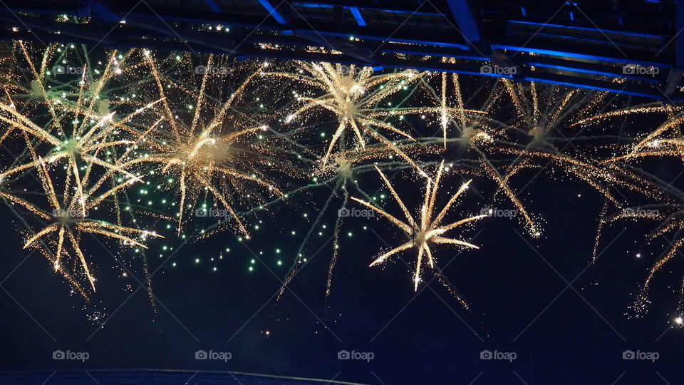 Fireworks . Fireworks show on 08/02/2015, at new stadium in Monterrey Nuevo Leon Mexico, soccer field BBVA 