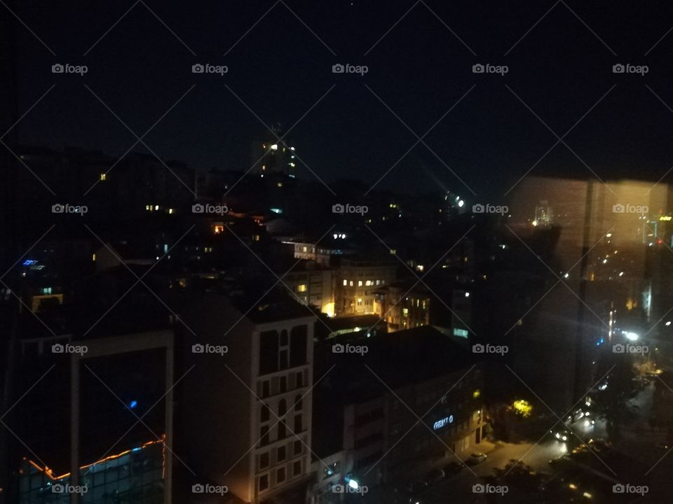 A picture of Istanbul at night.