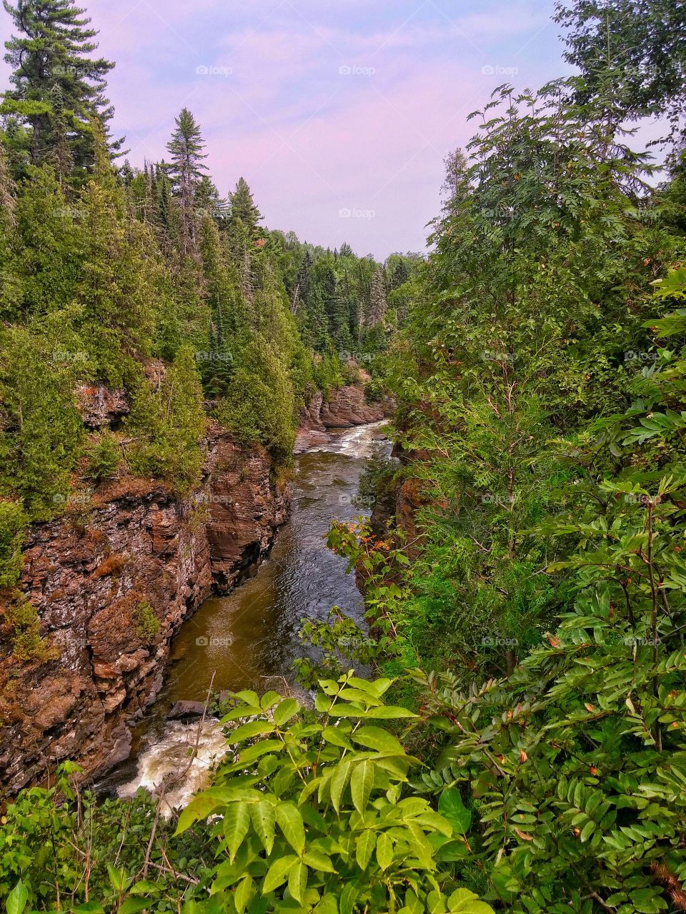 River on Border of Canada and Minnesota. Canada is on the left, Minnesota on the right.
