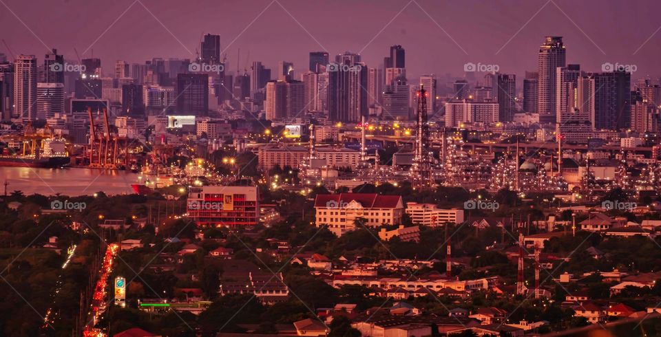 Twilight moment of Bangkok city scape , Thailand