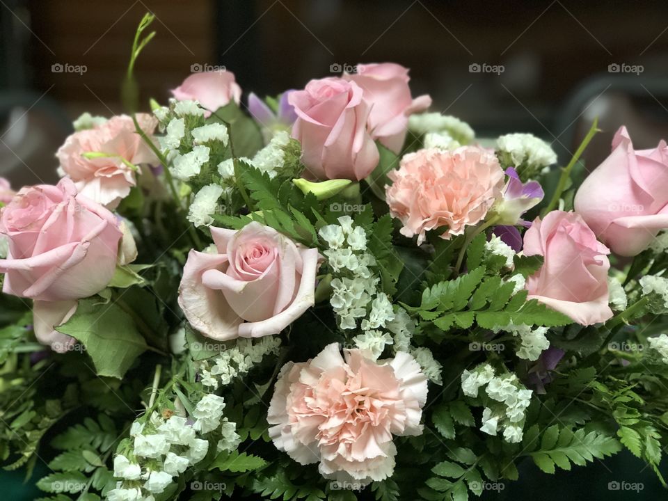 Pink roses and carnations