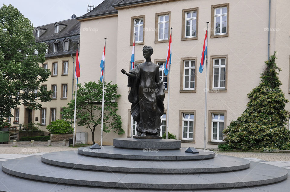 Statue of Grand-Duchess Charlotte in Clairefontaine square, Luxembourg