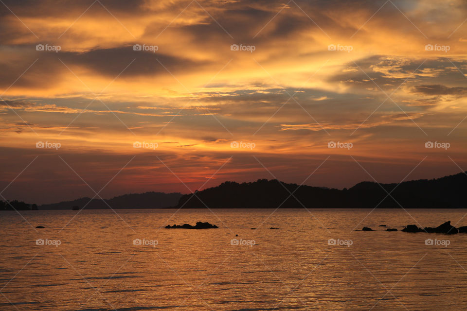 sunset in summer at koh mak island, trat, thailand