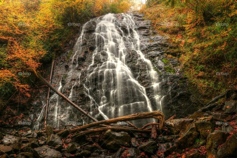 Low angle view of a waterfall