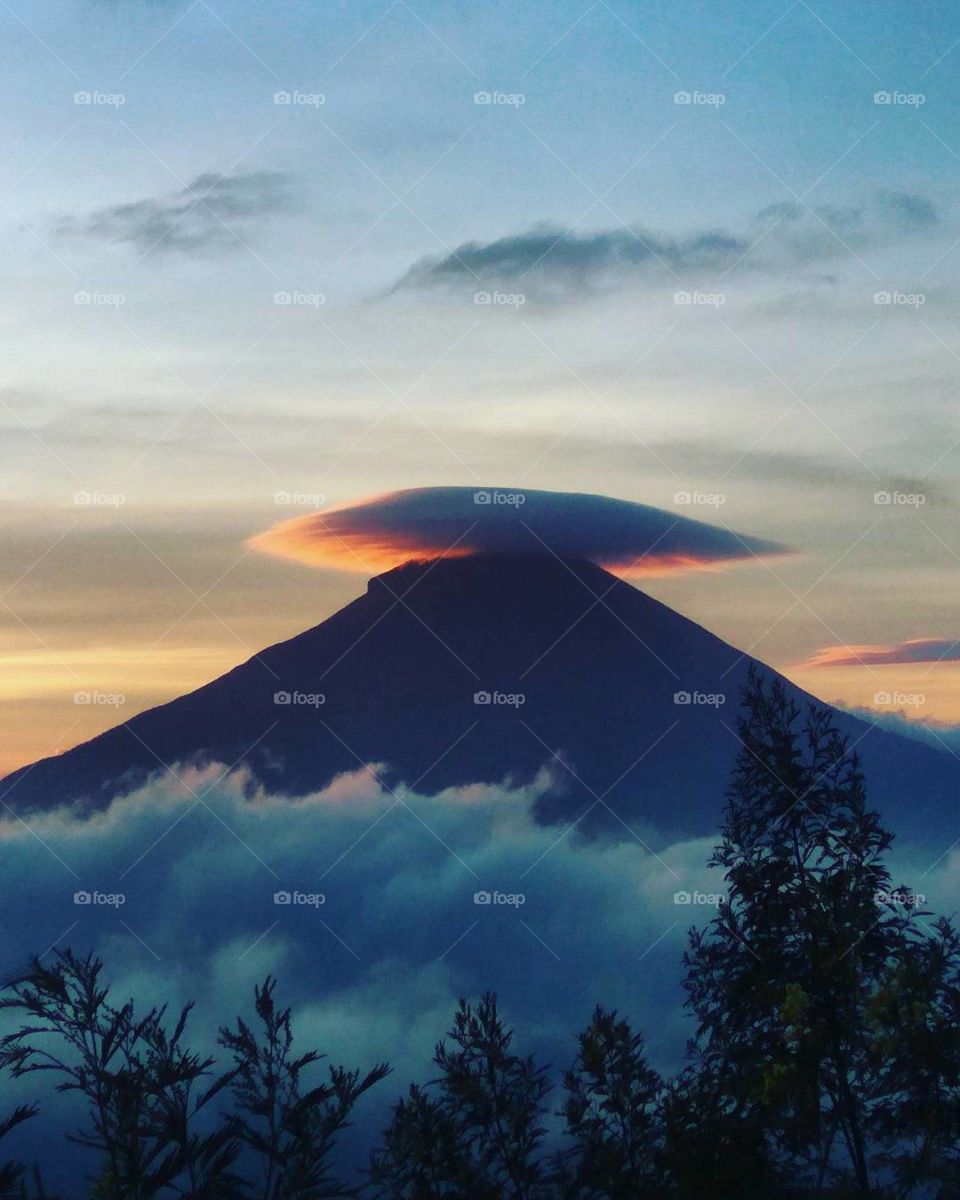 No Person, Sunset, Volcano, Sky, Travel