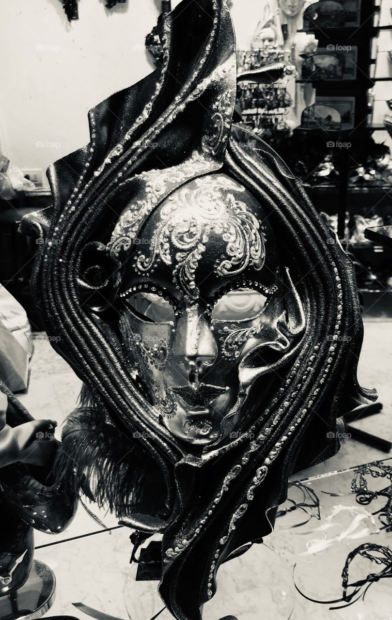Black and white Venetian mask