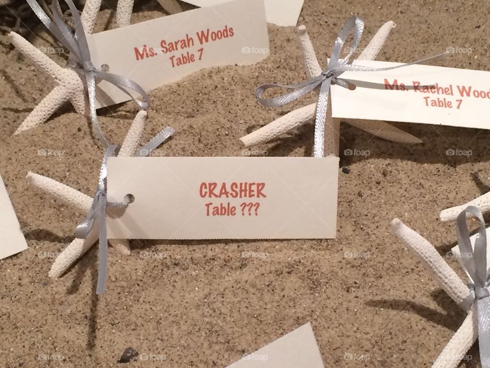 Wedding Crasher. Cute table tag for unexpected wedding guests