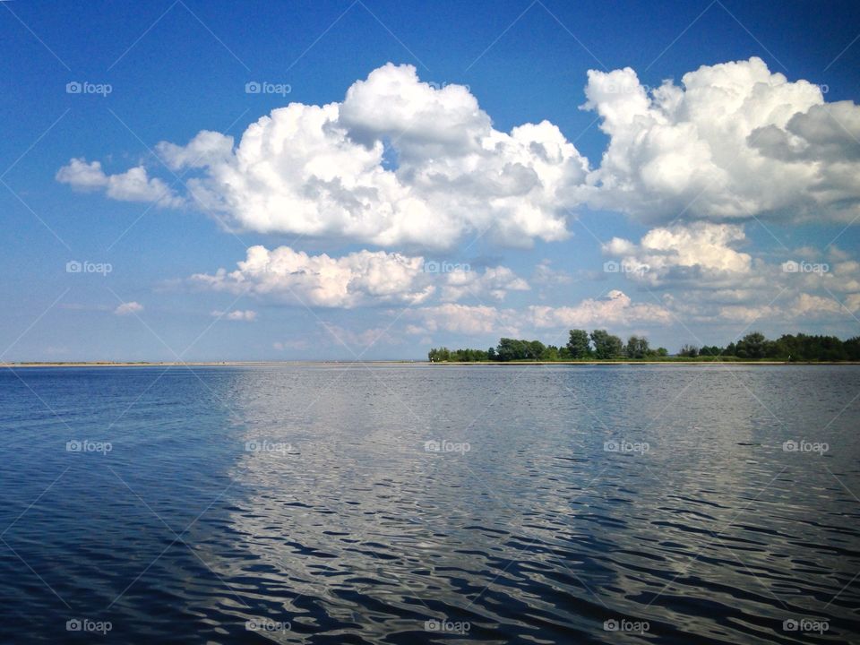 View of blue calm sea water