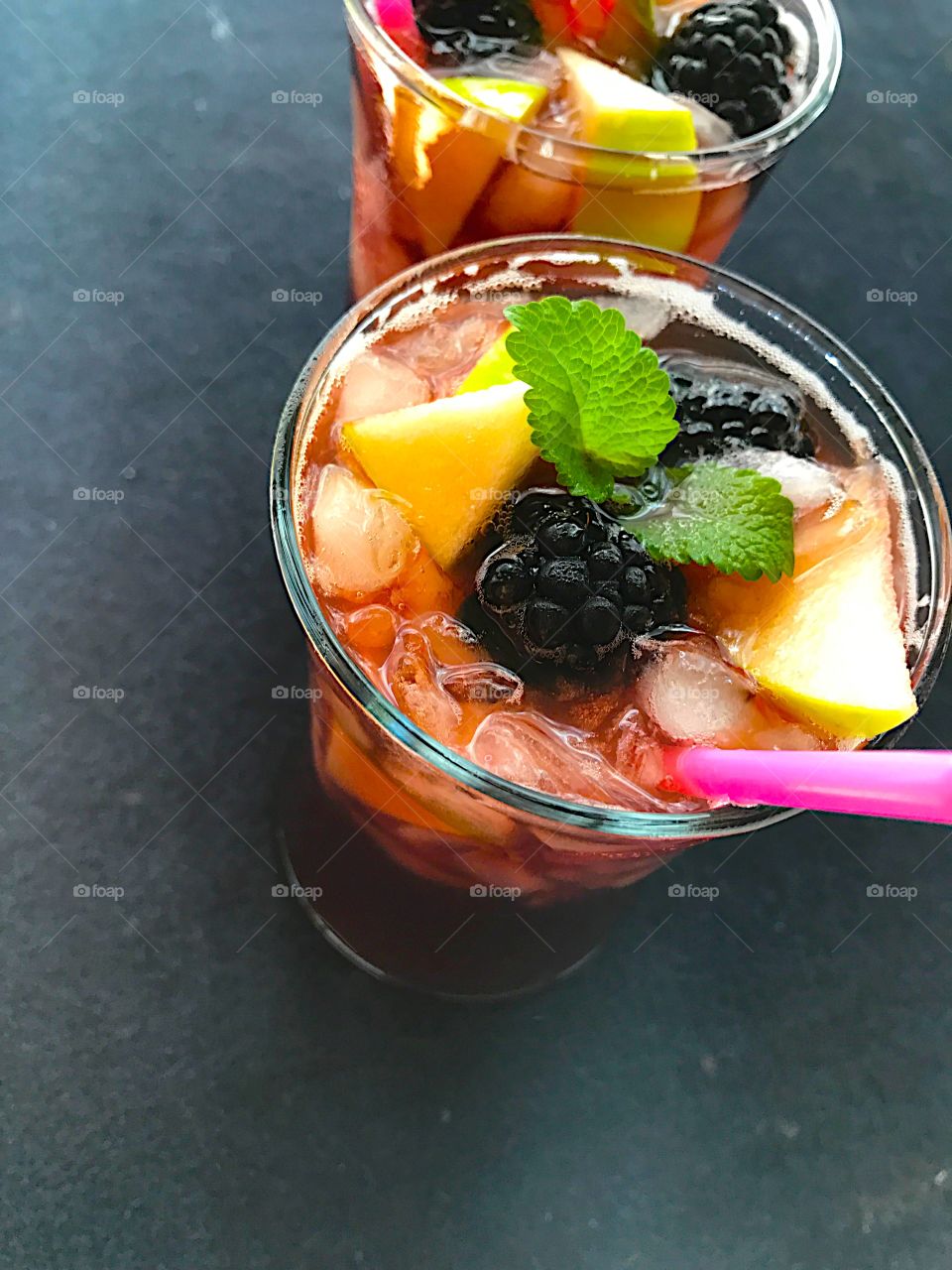 Wine coolers with apple and blackberries