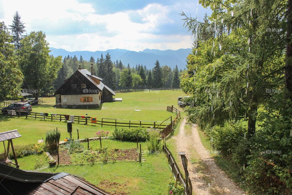 a village house in the mountains after the rain