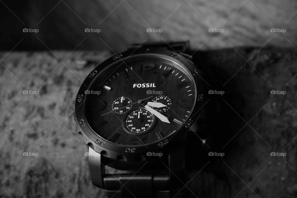 Fossil watch black white monochrome