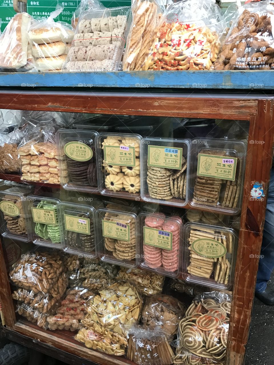 Taiwan street view, old style snack shop, snack stall, cookies, chocolate bars, biscuits 