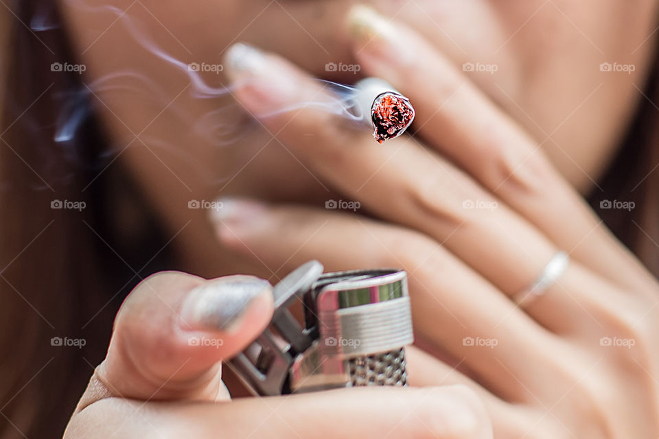 Person smoking cigarette