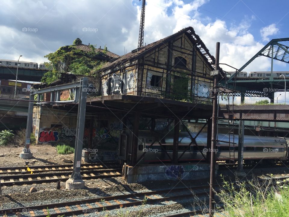 The ruined Westchester Avenue Station built in 1908  The Bronx. New York. 
