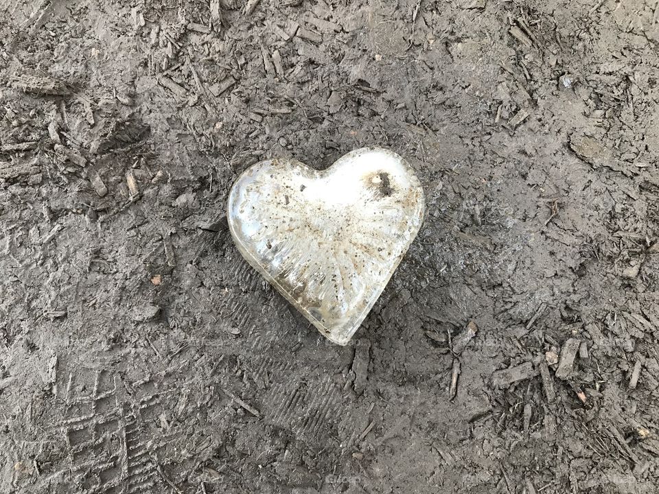 Heart shaped ice rock