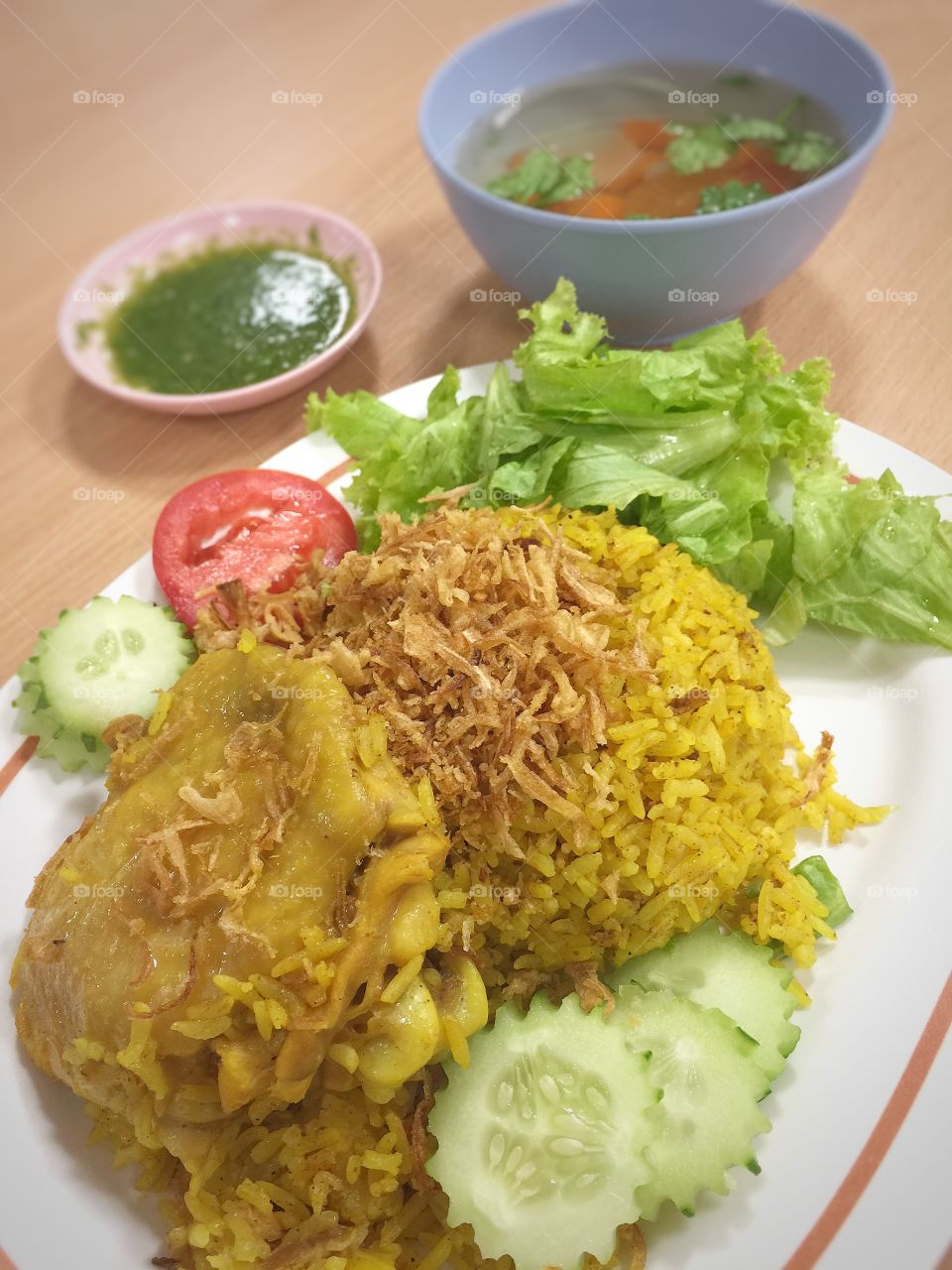 Muslim yellow rice with chicken