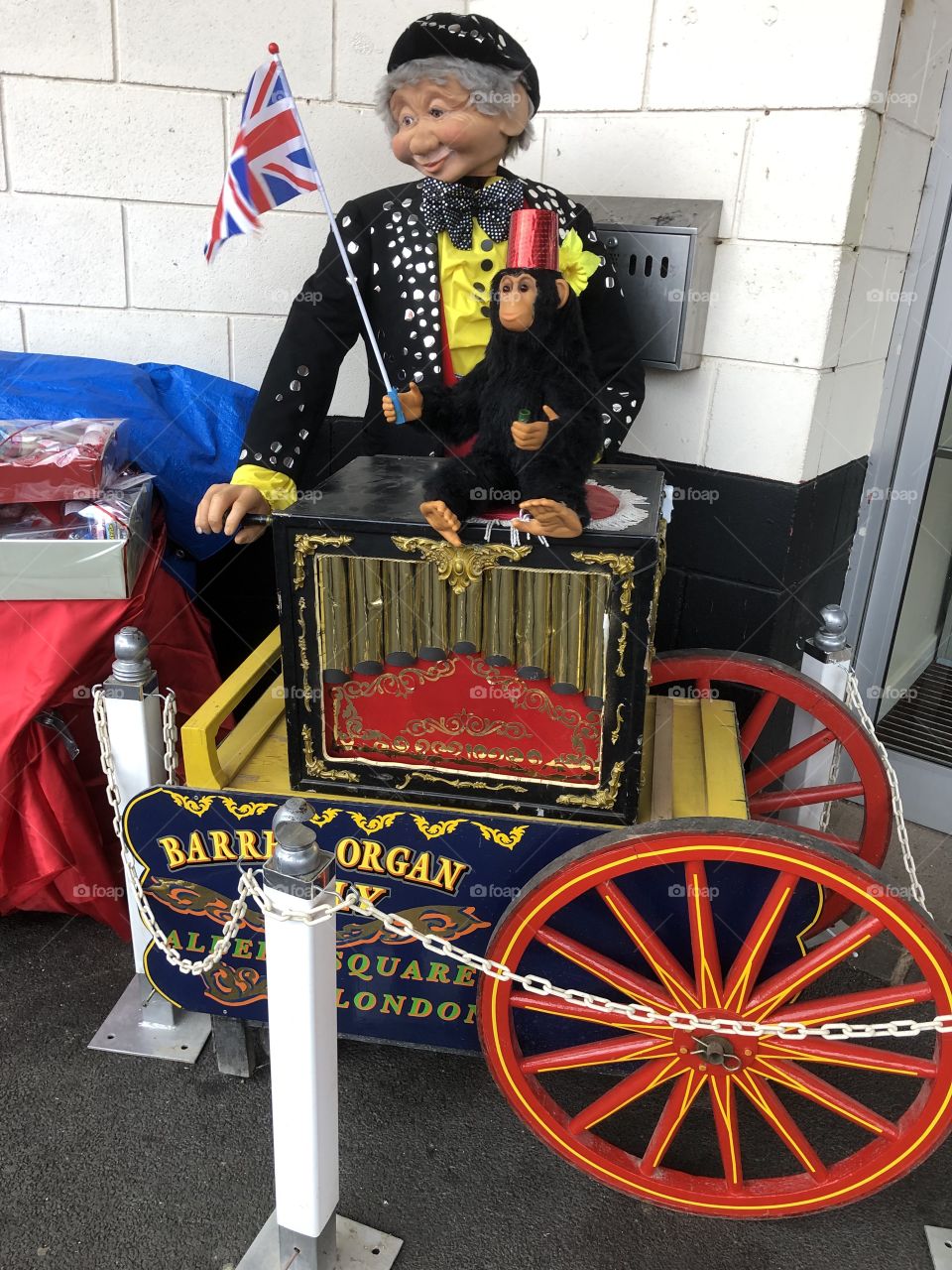 A rather colorful organ and all wrapped up in the “”Union Jack”