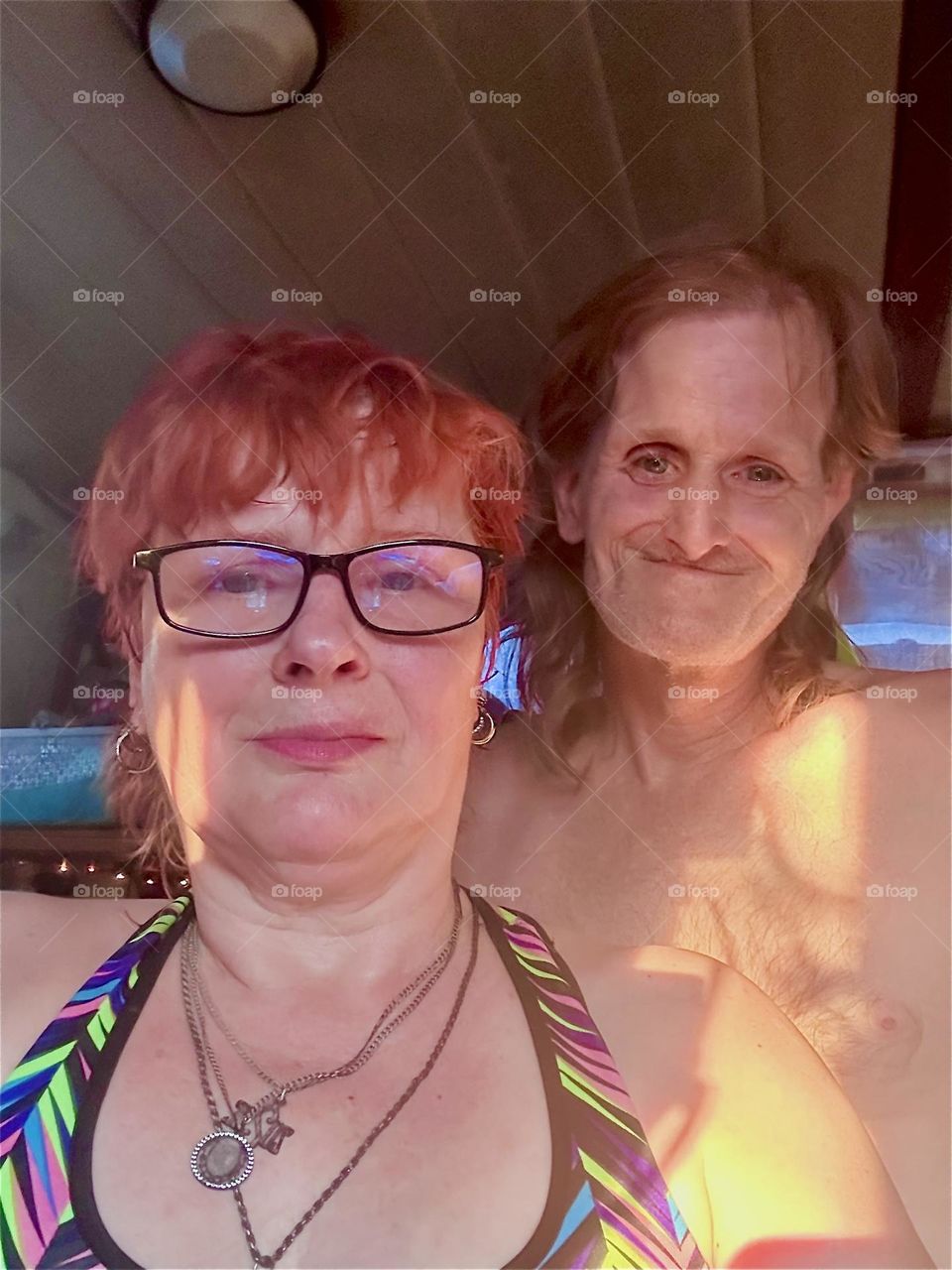 Sailors together, myself, “Petra Schiller” a.k.a. “Maxine Firefox” and “Timothy Trespas” aboard “Salvation”, a “28 foot 1969 Luhrs” cabin cruiser at “Newtown Creek” by the “Pulaski Bridge” in LIC, Queens that is our home. 2024. Hypnotic Productions