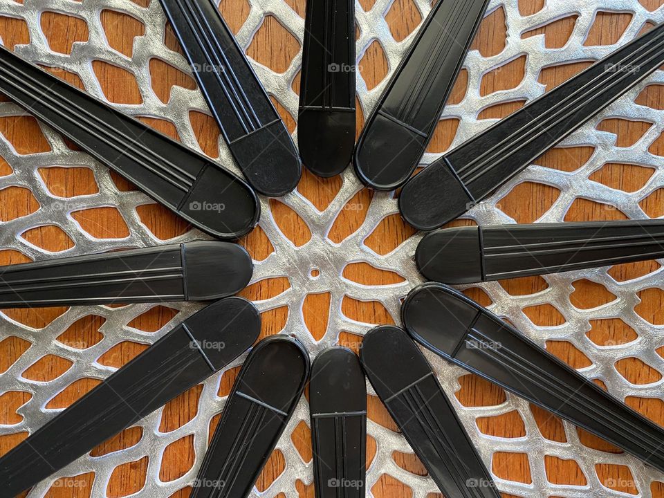 Plastic fork and spoons handled 