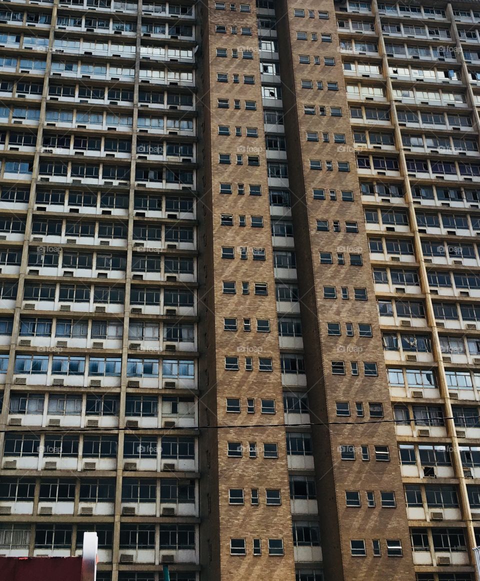 High rise in Johannesburg South Africa windows and urban decay