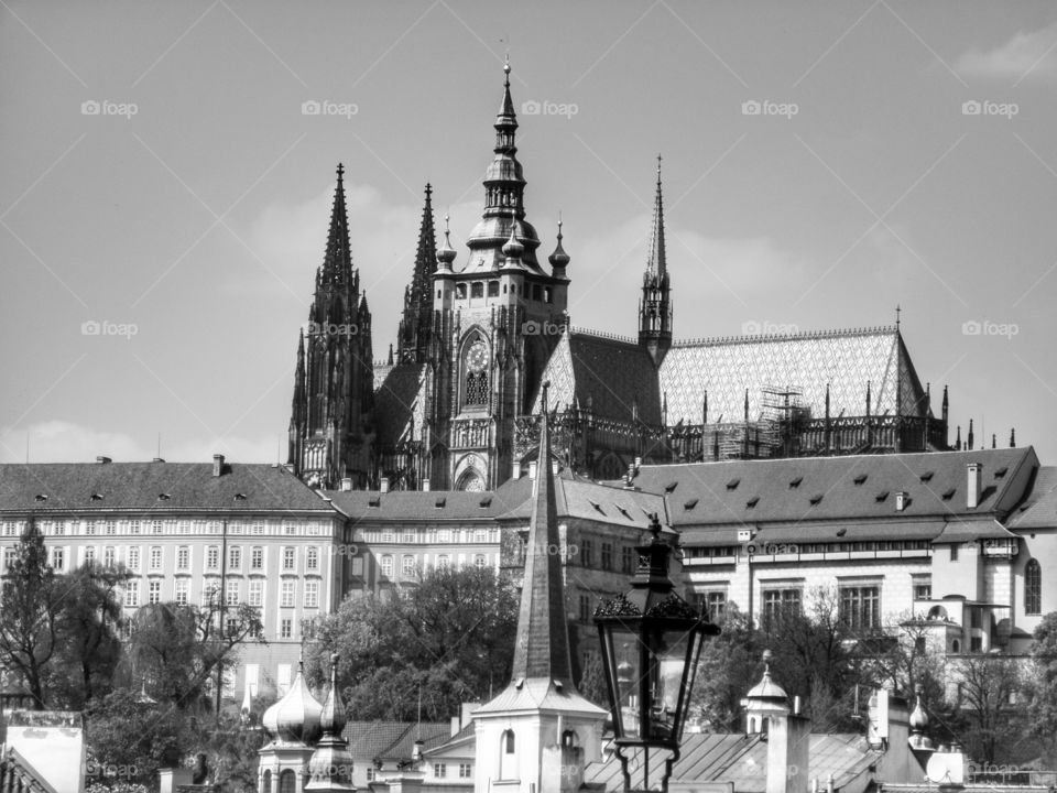 St. Vitus Cathedral. View of St. Vitus Cathedral and Prague Castle, Prague.