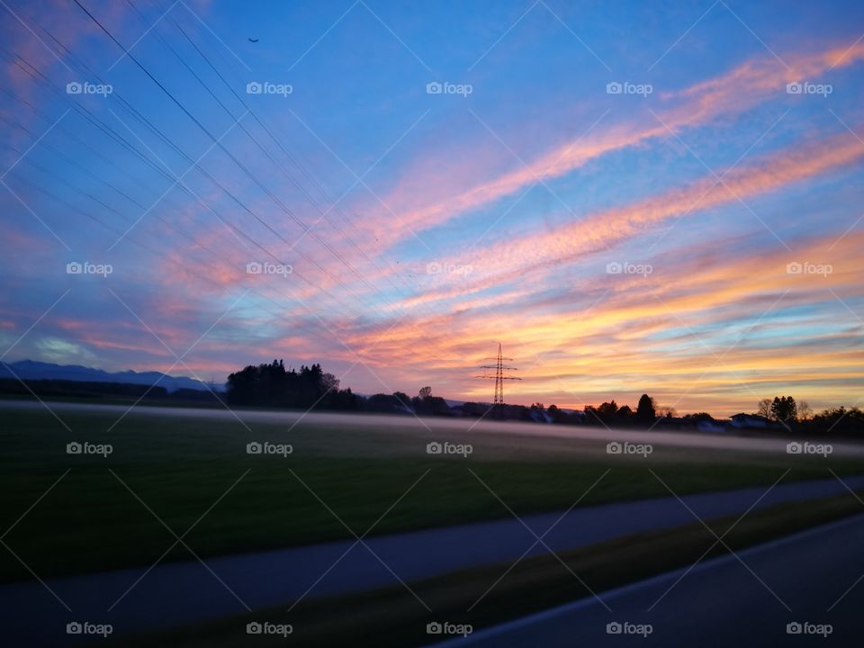 evening sky fog