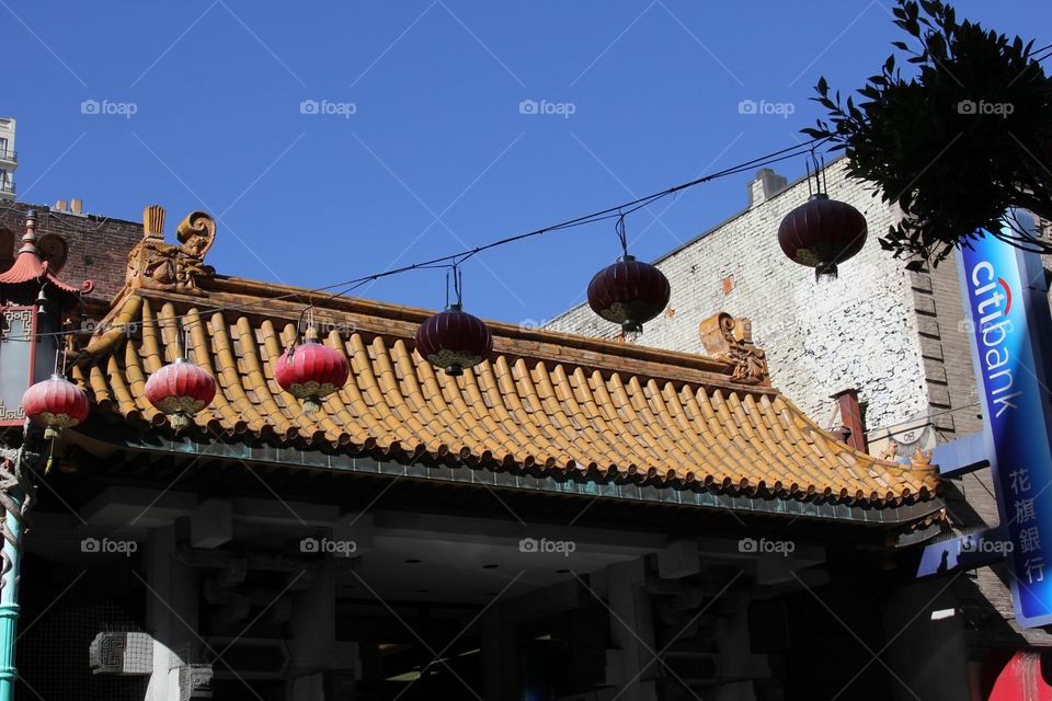 Lanterns strung 