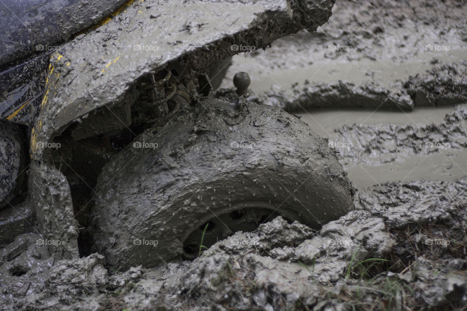 Close-up of muddy tire