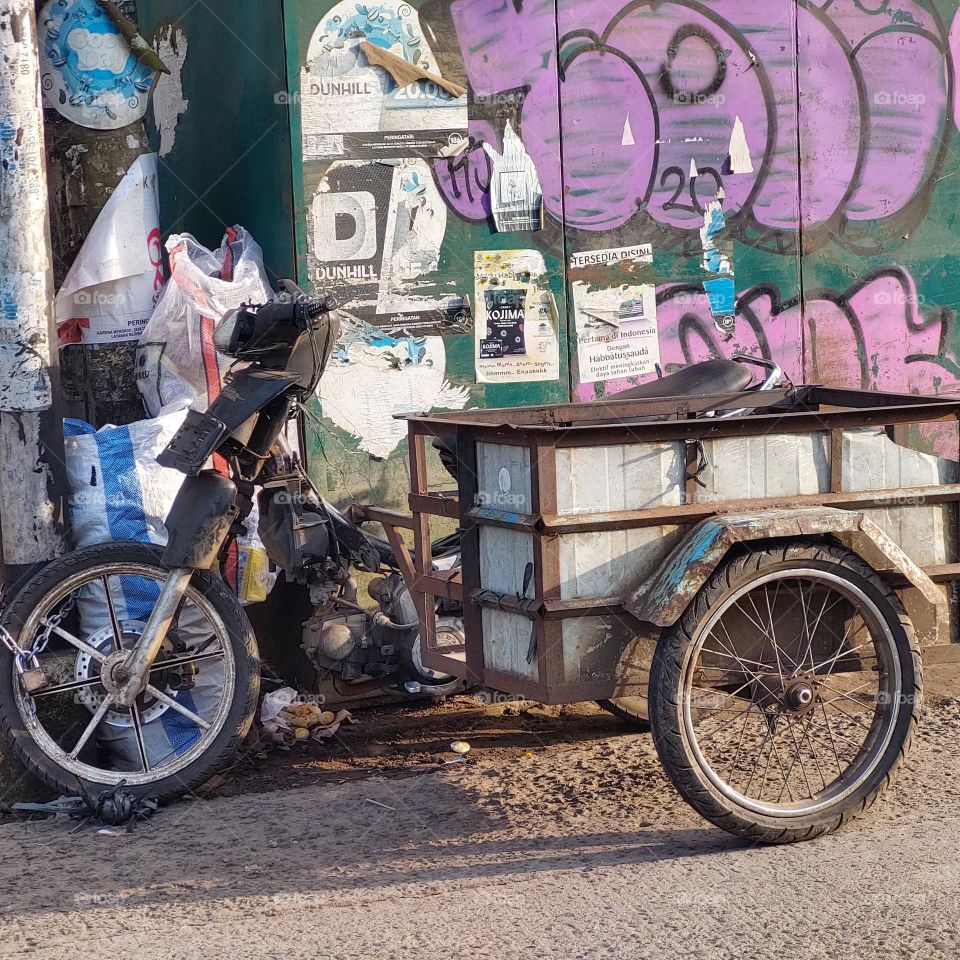 a modified motorcycle for transporting goods