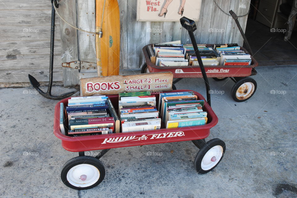 Old books in a cart