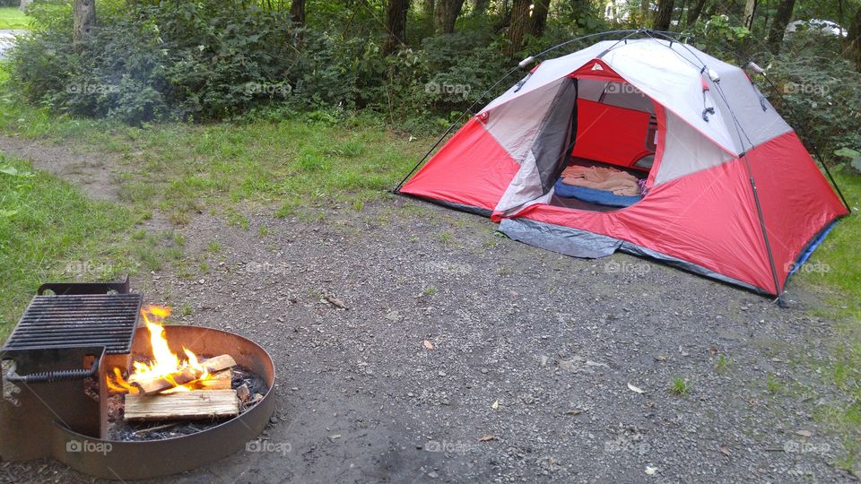 camfire and a tent, getting back to nature