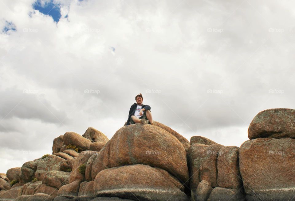 He is on the top, and I am on the ground!