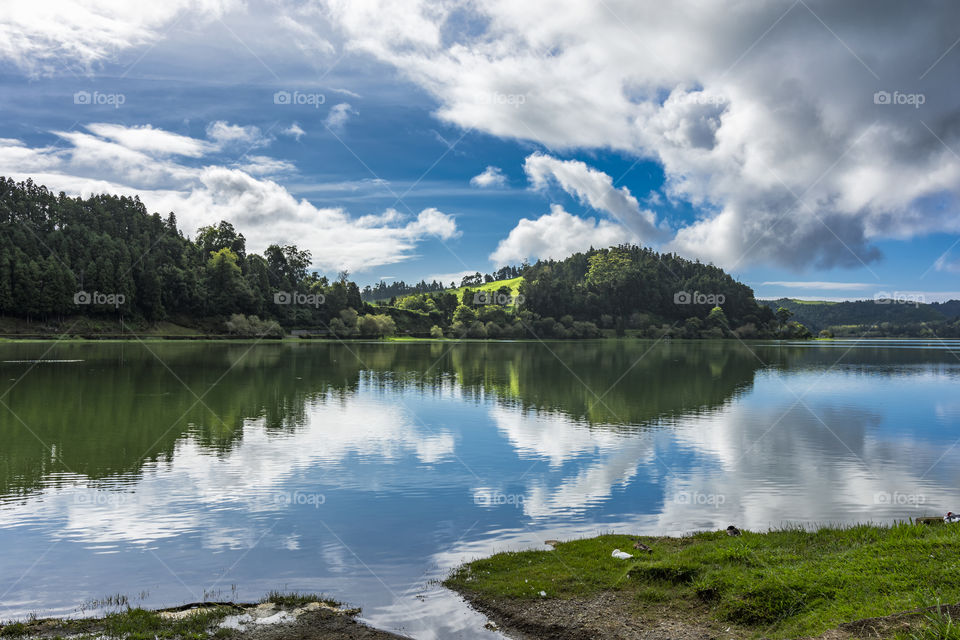 Walking around Lagoa da Furnas, Sao Miguel island, Azores, Portugal.